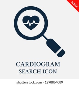 Cardiogram search icon. Editable Cardiogram search icon for web or mobile.
