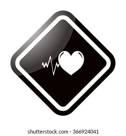 Cardiogram simple icon on colorful background