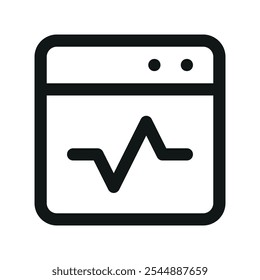 Kardiogramm-Software UI-Symbol, Herzpuls-App einfache Linie Benutzeroberfläche Vektorsymbol