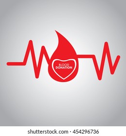 Cardiogram with text, Blood donation, Vector illustration