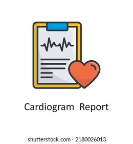 Ilustración de diseño de iconos de esquema rellenado por vector de cardiograma. Símbolo médico sobre archivo EPS 10 de fondo blanco