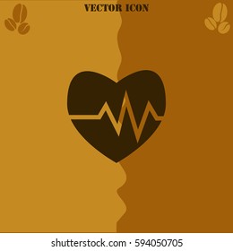 Cardiogram vector  icon Coffee symbol background.