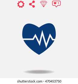 Cardiogram vector icon on grey background.