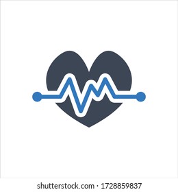 Icono de vector de cardiograma sobre fondo blanco
