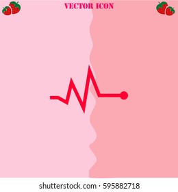 Cardiogram vector  icon. Strawberry Background.