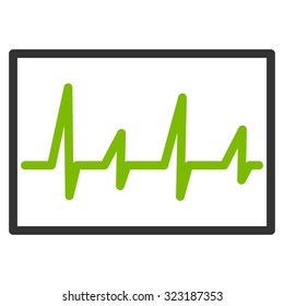 Cardiogram vector icon. Style is bicolor flat symbol, eco green and gray colors, rounded angles, white background.