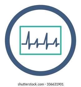 Cardiogram vector icon. Style is bicolor flat rounded symbol, cobalt and cyan colors, rounded angles, white background.