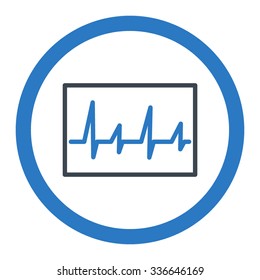Cardiogram vector icon. Style is bicolor flat rounded symbol, smooth blue colors, rounded angles, white background.
