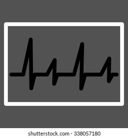 Cardiogram vector icon. Style is bicolor flat symbol, black and white colors, rounded angles, gray background.