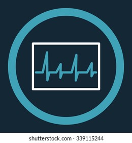Cardiogram vector icon. Style is bicolor flat rounded symbol, blue and white colors, rounded angles, dark blue background.