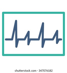 Cardiogram vector icon. Style is bicolor flat symbol, cobalt and cyan colors, rounded angles, white background.