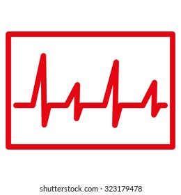 Cardiogram vector icon. Style is flat symbol, red color, rounded angles, white background.