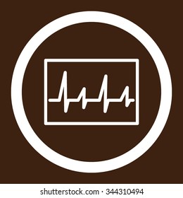 Cardiogram vector icon. Style is flat rounded symbol, white color, rounded angles, brown background.