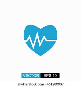 Cardiogram vector. Isolated blue icon on white background.