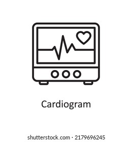 Cardiogram vector outline Icon Design illustration. Medical Symbol on White background EPS 10 File