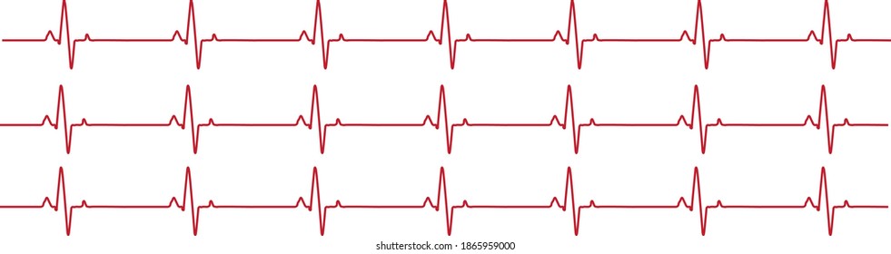 Cardiogram vector pattern. Graphic representation of the work of the heart on a white background. Medical cardiogram. Electrocardiogram. Heartbeat.