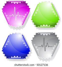 Cardiogram. Vector sticker.