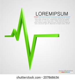 Cardiogram wave background, Medicine concept, Medical background, Pulse 3d sign, Vector illustration