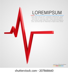 Cardiogram wave background, Medicine concept, Medical background, Pulse 3d sign, Vector illustration