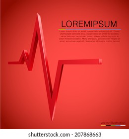 Cardiogram wave background, Medicine concept, Medical background, Pulse 3d sign, Vector illustration