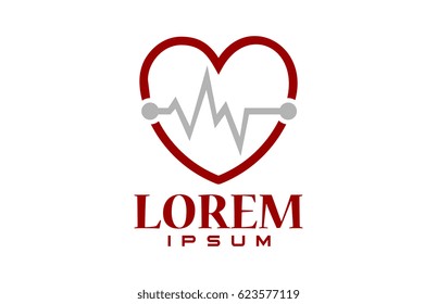 cardiogram wave heart logo