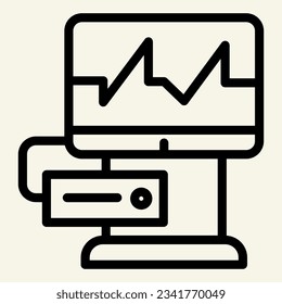 Cardiograph line icon. Electrocardiogram on monitor outline style pictogram on white background. Medical equipment for heart examination mobile concept web design. Vector graphics.