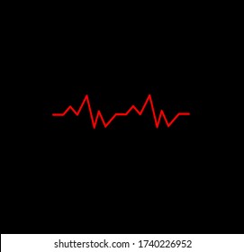cardiography diagram on black background, heartbeat icon