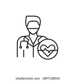 Cardiologist color line icon. Subject matter expert. Pictogram for web page, mobile app, promo. UI UX GUI design element. Editable stroke.