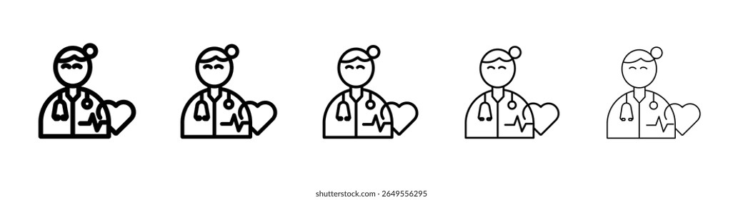 Ícone cardiologista sinal vetorial preto e branco
