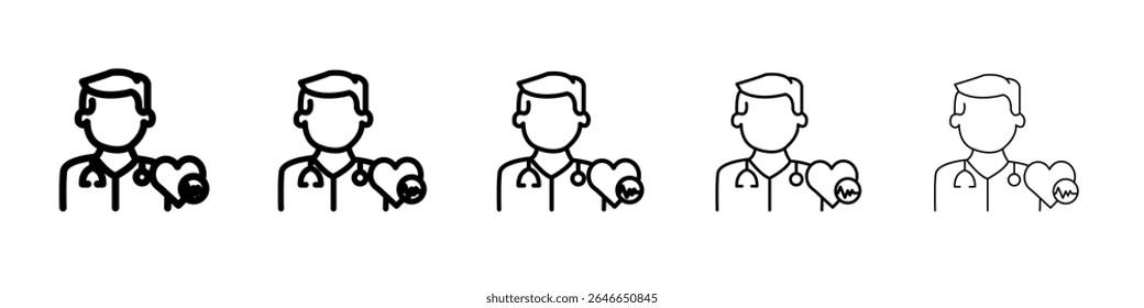 Ícone cardiologista plano simples esboço logotipo