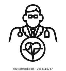 Cardiologist icon mark in filled style
