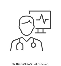 Icono cardiólogo. Ilustración vectorial. Trazo editable.