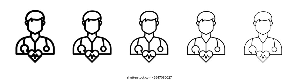 Ícone cardiologista símbolo ou ilustração de contorno vetorial