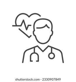 Icono de línea de cardiólogo. Ilustración vectorial. Trazo editable.
