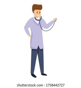 Cardiologist stethoscope icon. Cartoon of cardiologist stethoscope vector icon for web design isolated on white background
