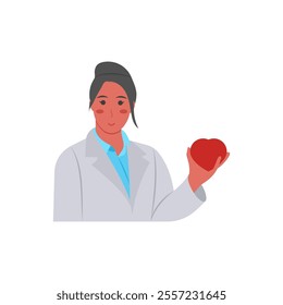 Cardiologist, Women Career Flat Vector Illustration