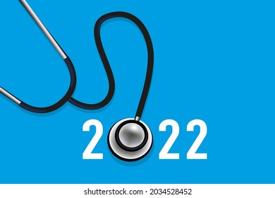 Cardiology in 2022 with a stethoscope to symbolize the health system and medical teams mobilized against cardiovascular disease.