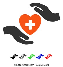 Cardiology Care Hands flat vector icon with colored versions. Color cardiology care hands icon variants with black, gray, green, blue, red.
