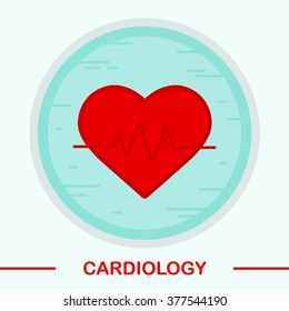 Cardiology color icon. Cardiology curve. Heartbeat cardio analysis. Heart pulse icon. Electrocardiogram icon. Heart rhythm analysis. Cardiac healthcare. Logo concepts. Vector isolated illustration