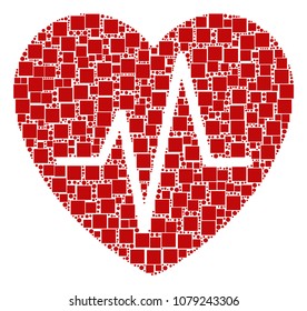 Cardiology composition icon of squares and spheric dots in various sizes. Vector objects are united into cardiology collage design concept.