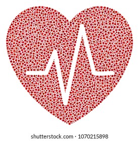 Cardiology composition of small circles in various sizes and color tones. Circle elements are organized into cardiology vector illustration. Dotted vector design concept.