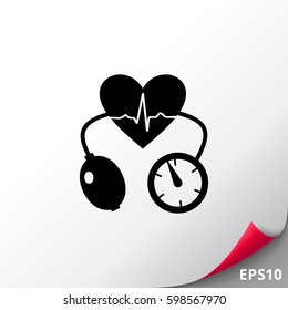 Cardiology Concept and Tonometer Icon