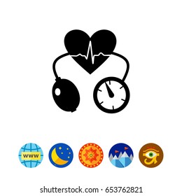 Cardiology Concept and Tonometer Icon