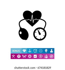 Cardiology Concept and Tonometer Icon
