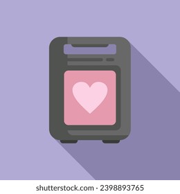 Cardiology defibrillator icon flat vector. Breath cardiac attack. Care life