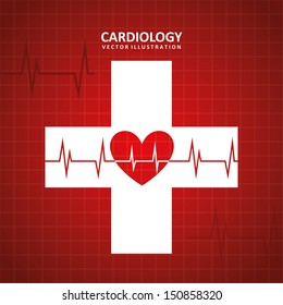 cardiology design over red background vector illustration 