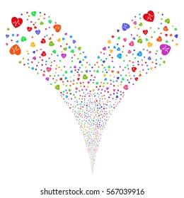 Cardiology fireworks stream. Vector illustration style is flat bright multicolored iconic symbols on a white background. Object double fountain constructed from random design elements.