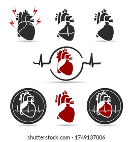 Cardiology and heart health care symbols, beautiful simple and smooth design bundle set.