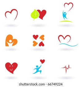 Cardiology, heart and people icons collection. VECTOR