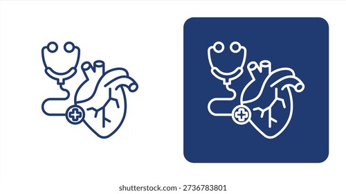Cardiology icon, with contrast background.